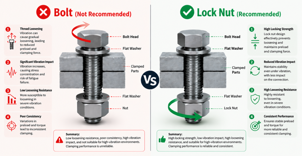 The difference between tightening the bolt or the nut first
